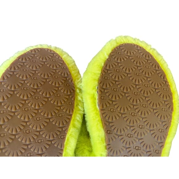 UGG OH YEAH SLIDE Wool Slipper Sandal Neon Yellow KIDS  US Size 3 - Picture 5 of 9